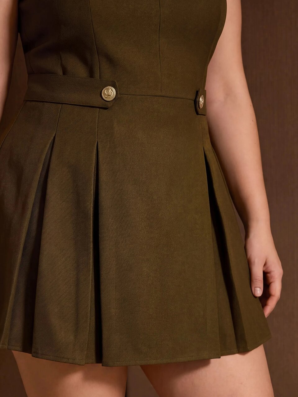 MOTF PLUS SIZE NOTCH NECK FITTED WAIST SHORT DRESS