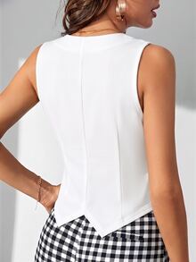 SHEIN Tall Solid Button Front Vest Blazer In Fall/Winter - White - View 2