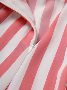 Elenzga Women's Autumn New Fashion Commuter Minimalist Basic White Shirt And Striped Ruched A-Line Skirt 2 Pieces Set, Suitable For Daily Wear - Multicolor - View 10