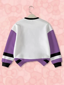 HELLO KITTY AND FRIENDS | SHEIN Tween Girl Colorblock Patchwork Cartoon Print Sweatshirt - White - View 2