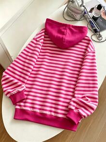 Resyla Sweatshirt Panjang Bergaris Nyaman untuk Wanita, Cocok untuk Dipakai di Musim Gugur/Musim Dingin, Item Penting untuk Sehari-hari, Kantor, dan Acara Santai - MultiWarna - View 2