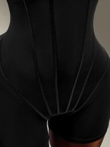 Amplova Women Sports Jumpsuits Backless Cross-Over Shoulder Straps Gym Workout Running Going Out Fashion Casual Sexy Black Bodysuit Tummy Control - Black - View 10