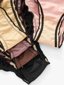 Bisouelle 5 piezas/paquete Bragas triangulares para mujer de seda de leche fina, cómodas, con borde enrollado, volantes, sexys y lindas, multicolor - Multicolor - Ver 12