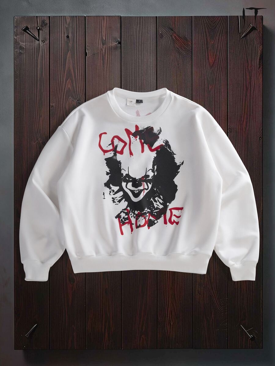IT Chapter TWO | Manfinity STYNVO Men's Clown Print Crew Neck Pullover Sweatshirt - White - View 1