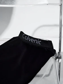 COLVENIC Black Modal Pique Knit Polo Shirt With Same-Color Lettering On Back Collar, Business Casual Short Sleeve For Men - Black - View 8
