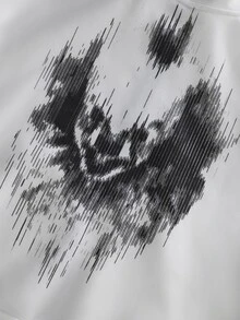 IT Chapter TWO | Manfinity STYNVO Men's Letter Print Casual Daily Open Front Hooded Sweatshirt - White - View 5