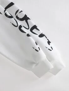 IT Chapter TWO | Manfinity STYNVO Men's Letter Print Casual Daily Open Front Hooded Sweatshirt - White - View 3