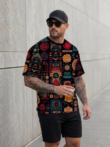 KRYTIVO 男士时尚夏季休闲运动服，男士上衣，腹部肌肉处饰有鸭子图案印花设计 - 彩色 - 查看 3