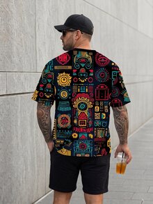 KRYTIVO 男士时尚夏季休闲运动服，男士上衣，腹部肌肉处饰有鸭子图案印花设计 - 彩色 - 查看 2