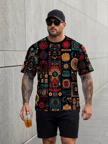 KRYTIVO 男士时尚夏季休闲运动服，男士上衣，腹部肌肉处饰有鸭子图案印花设计 - 彩色 - 查看 1