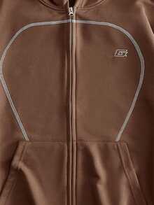 GETOML Men's Loose Casual Streetwear Front Kangaroo Pocket Open Front Hooded Sweatshirt Holiday Graduation Brown Autumn - Brown - View 11