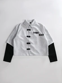 IT Chapter TWO | Manfinity STYNVO Men's 2 In 1 Patchwork Letter Pattern Polka Dot Casual Daily Shirt - Multicolor - View 2