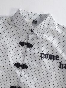 IT Chapter TWO | Manfinity STYNVO Men's 2 In 1 Patchwork Letter Pattern Polka Dot Casual Daily Shirt - Multicolor - View 5