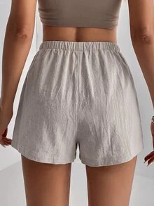 SHEIN Tall Women Shorts - Camel - View 2
