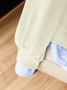 INAWLY 女士休闲条纹拼接卫衣，秋季款 - 杏色 - 查看 4