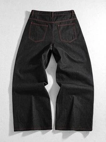 ROMWE MEN Street Life Men's Multi-Fake Pocket Design Jeans - Blue - View 2