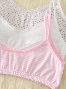 Set 3 áo hai dây tank top cơ bản cho bé gái tween, họa tiết hoa sọc nhiều màu hồng trắng xanh vàng nhạt, phong cách ngọt ngào đơn giản - Nhiều màu - Xem 7