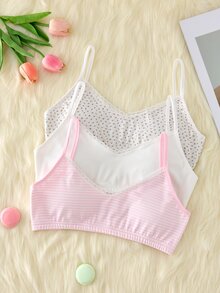 Set 3 áo hai dây tank top cơ bản cho bé gái tween, họa tiết hoa sọc nhiều màu hồng trắng xanh vàng nhạt, phong cách ngọt ngào đơn giản - Nhiều màu - Xem 8
