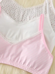 Set 3 áo hai dây tank top cơ bản cho bé gái tween, họa tiết hoa sọc nhiều màu hồng trắng xanh vàng nhạt, phong cách ngọt ngào đơn giản - Nhiều màu - Xem 6
