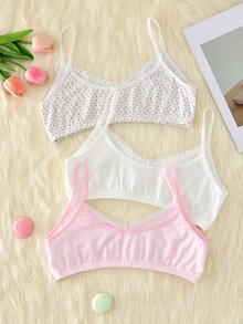 Set 3 áo hai dây tank top cơ bản cho bé gái tween, họa tiết hoa sọc nhiều màu hồng trắng xanh vàng nhạt, phong cách ngọt ngào đơn giản - Nhiều màu - Xem 9