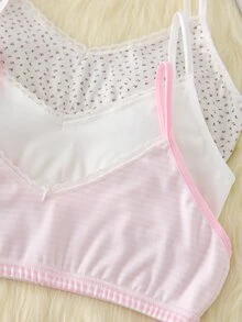 Set 3 áo hai dây tank top cơ bản cho bé gái tween, họa tiết hoa sọc nhiều màu hồng trắng xanh vàng nhạt, phong cách ngọt ngào đơn giản - Nhiều màu - Xem 10