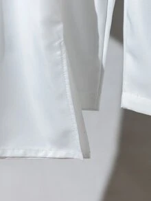 SHEIN 2件/套 嬰兒男童白色優雅夏季阿拉伯長袍 & 褲子套裝 伊斯蘭服飾 卡夫坦 沙烏地阿拉伯長袍 庫爾塔 適用於生日、開齋節 3-24個月 - 白色 - 查看 5