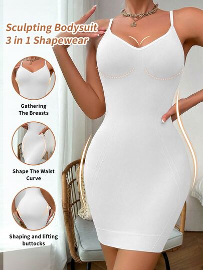 Vestido moldeador de una sola pieza sin costuras para la cintura y el abdomen para mujeres