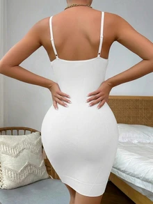 Waist And Tummy Tuck Women's Seamless One-Piece Body Shaping Dress One-Piece - White - View 5