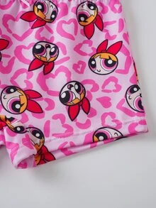 THE POWERPUFF GIRLS X SHEIN 3pcs Young Girl Hipster Panties, Leopard Print Heart Cartoon Pattern, Comfortable Daily Wear For Students - Multicolor - View 6