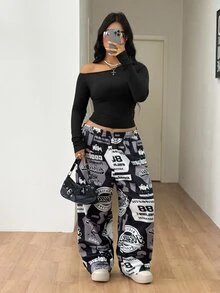 Coolane 女款大尺碼秋季外出夜店街頭風性感商務休閒復古彈性舒適不對稱領長袖黑色上衣萬聖節 - 黑色 - 查看 5