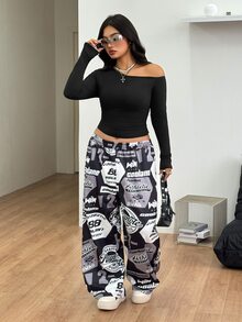 Coolane 女款大尺碼秋季外出夜店街頭風性感商務休閒復古彈性舒適不對稱領長袖黑色上衣萬聖節 - 黑色 - 查看 3