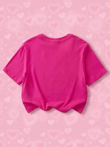 THE POWERPUFF GIRLS X SHEIN Tween Girl Cartoon Print Short Sleeve T-Shirt - Pink - View 2