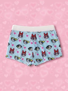 THE POWERPUFF GIRLS X SHEIN Women's Cute Cartoon Print Comfortable Boxer Shorts - Blue - View 2