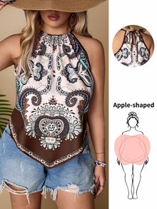 SHEIN VCAY Plus Size Sleeveless Minimalist Fashion Tank Top, Suitable For Summer Boho - Chocolate Brown - View 6