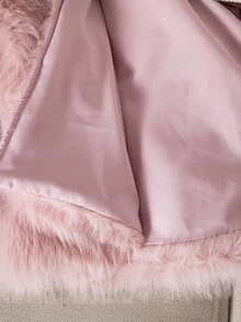 Elladie kids Girls Winter Fluffy Faux Fur Coat, Soft Plush Open Front Jacket With Long Pile Texture, Casual Warm Outerwear For Young Girls - Pink - View 5