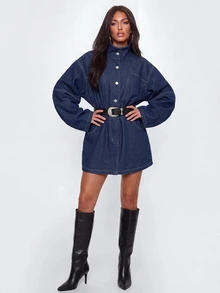Avantive Women Denim Dresses - Dark Wash - View 6
