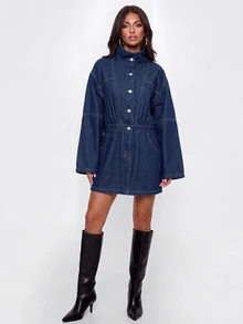 Avantive Women Denim Dresses - Dark Wash - View 3