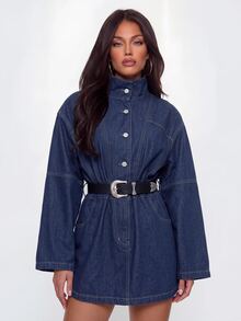 Avantive Women Denim Dresses - Dark Wash - View 2