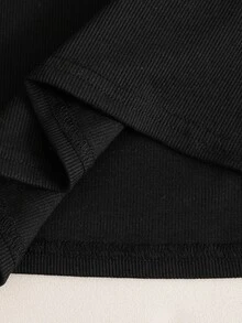 SHEIN Dozemod 童女青少年極簡休閒 V 領羅紋針織長袖 T 恤與格紋睡褲，舒適睡衣套裝，2 件組，適合春秋季節 - 粉色 - 查看 8