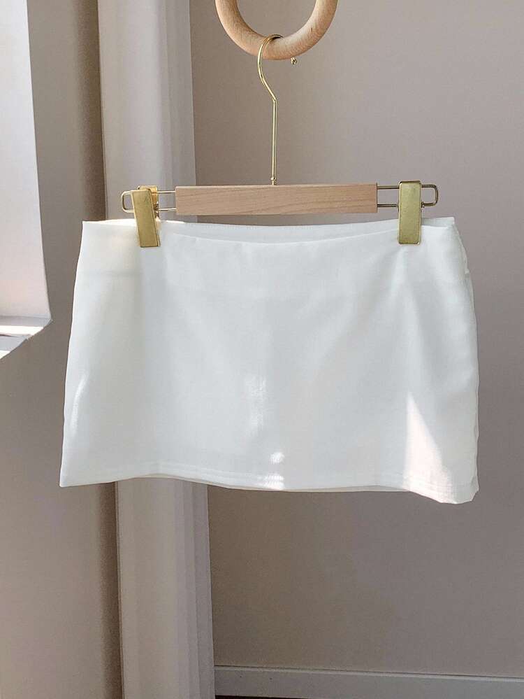 SHEIN Tween Girl Casual Daily Shorts White Fashion Skirt, Suitable For Summer, Lightweight Material - White - View 2