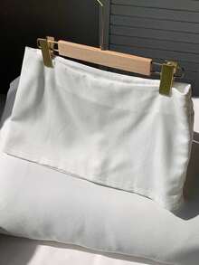 SHEIN Tween Girl Casual Daily Shorts White Fashion Skirt, Suitable For Summer, Lightweight Material - White - View 4
