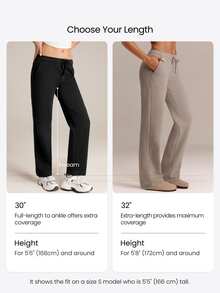 GLOWMODE Everyday Fleece Cloud Nine Tall Wide Leg Sweatpants With Adjustable Drawstring Waist & Side Pockets Daily Casual Wear - Khaki - View 4