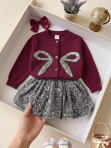 SHEIN Playful Pals 秋冬新款獨特設計小眾韓系休閒日常可愛少女套裝 7歲生日禮物 - 彩色 - 查看 1