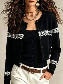 Lalippa Autumn/Winter Casual Knit Camisole + Cardigan 2 Pieces Set - Black - View 3