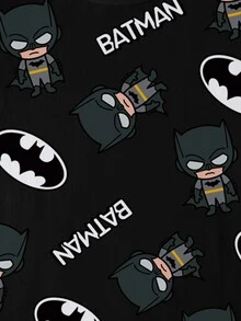 BATMAN X SHEIN Tween Boy Round Neck Short Sleeve T-Shirt, Daily Versatile, - White - View 4