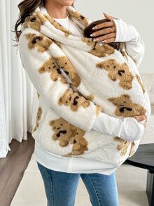 SHEIN 3-In-1 Jacquard Comfortable Zip-Up Hooded Jacket For Pregnant Women Fall Casual Sexy Loose Fit Smart Chic Oversize Office Photoshoot Maternity White - Multicolor - View 5