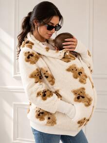 SHEIN 3-In-1 Jacquard Comfortable Zip-Up Hooded Jacket For Pregnant Women Fall Casual Sexy Loose Fit Smart Chic Oversize Office Photoshoot Maternity White - Multicolor - View 11