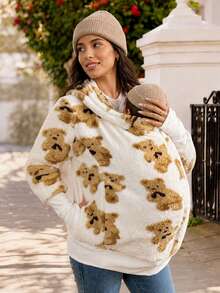 SHEIN 3-In-1 Jacquard Comfortable Zip-Up Hooded Jacket For Pregnant Women Fall Casual Sexy Loose Fit Smart Chic Oversize Office Photoshoot Maternity White - Multicolor - View 3