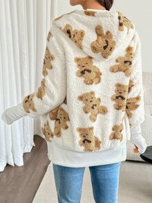 SHEIN 3-In-1 Jacquard Comfortable Zip-Up Hooded Jacket For Pregnant Women Fall Casual Sexy Loose Fit Smart Chic Oversize Office Photoshoot Maternity White - Multicolor - View 6