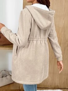 SHEIN Jaket Hamil Musim Dingin Berlapisan Termal dengan Tudung 3-in-1 - Khaki - View 6